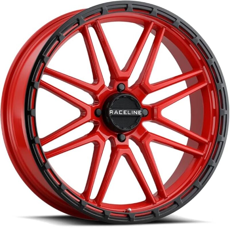 Raceline A11RB Krank-XL 20x7in / 4x156 BP / 0mm Offset / 132.5mm Bore - Red/Black Wheel Wheels - Cast Raceline