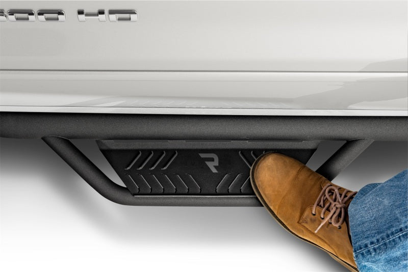 N-Fab Podium LG 17-18 Chevrolet/GMC 2500/3500 Crew Cab 6.5ft Bed - Tex Black - Bed Access - 3in Side Steps N-Fab