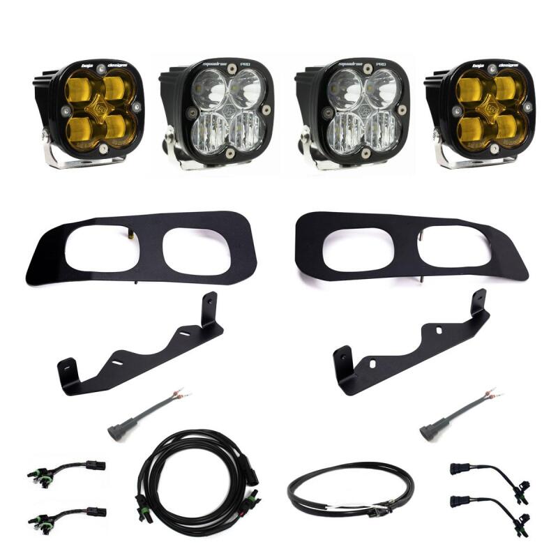 Baja Designs 2023+ Ford F250/F350 Super Duty Squadron SAE/Pro Fog Pocket Kit - Amber Upfitter Light Bars & Cubes Baja Designs