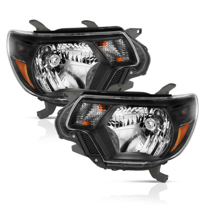 ANZO 2012-2015 Toyota Tacoma Crystal Headlights Black Headlights ANZO