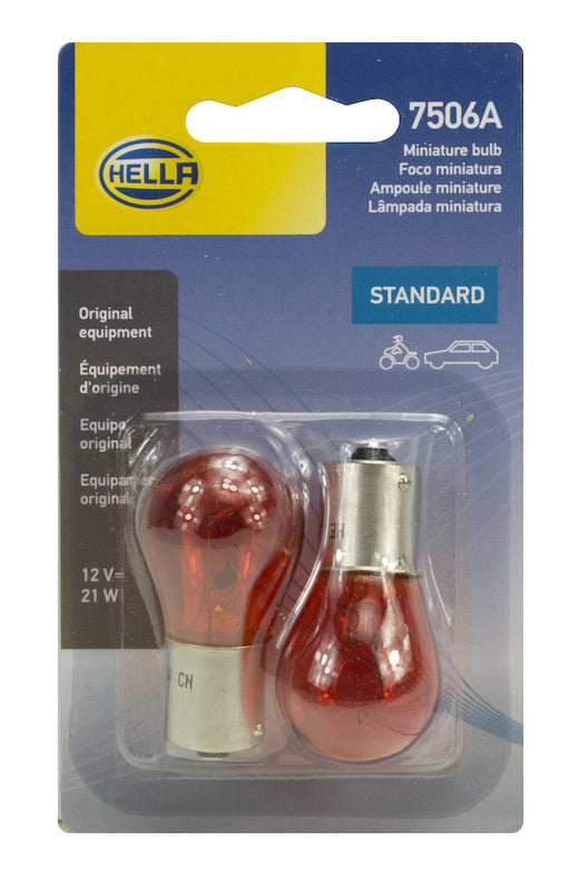 Hella Bulb 12V 21W Ba15S S8 Amber (2) Bulbs Hella
