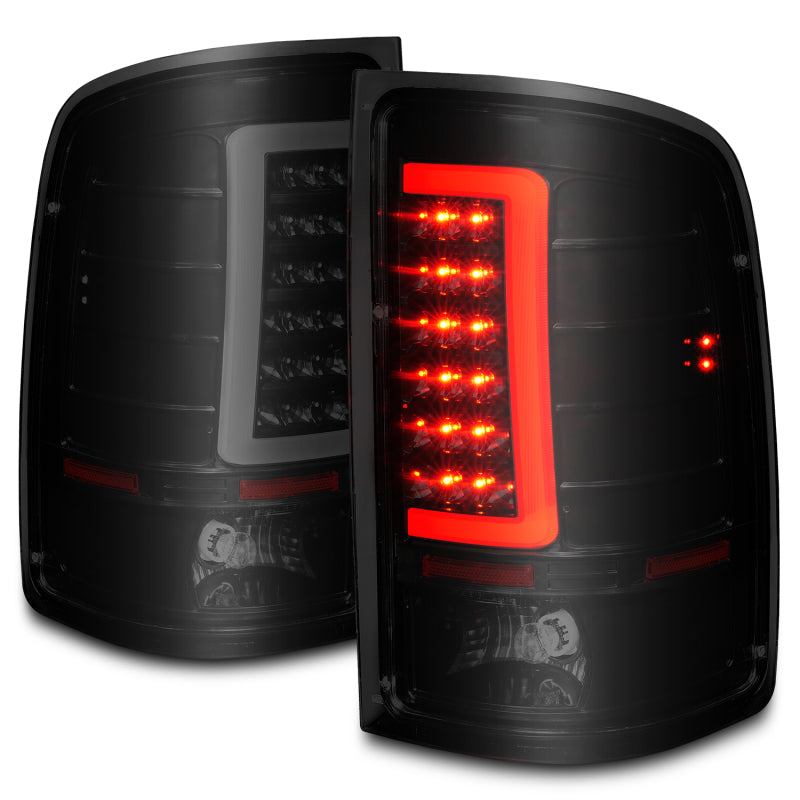 ANZO 2007-2013 GMC Sierra LED Tail Lights w/ Light Bar Black Housing Smoke Lens Tail Lights ANZO