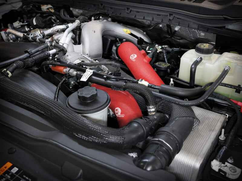 aFe 23-25 Ford F250/F350 Super Duty V8-6.7L BladeRunner Aluminum Hot & Cold Charge Pipe Kit - Red Intercoolers aFe