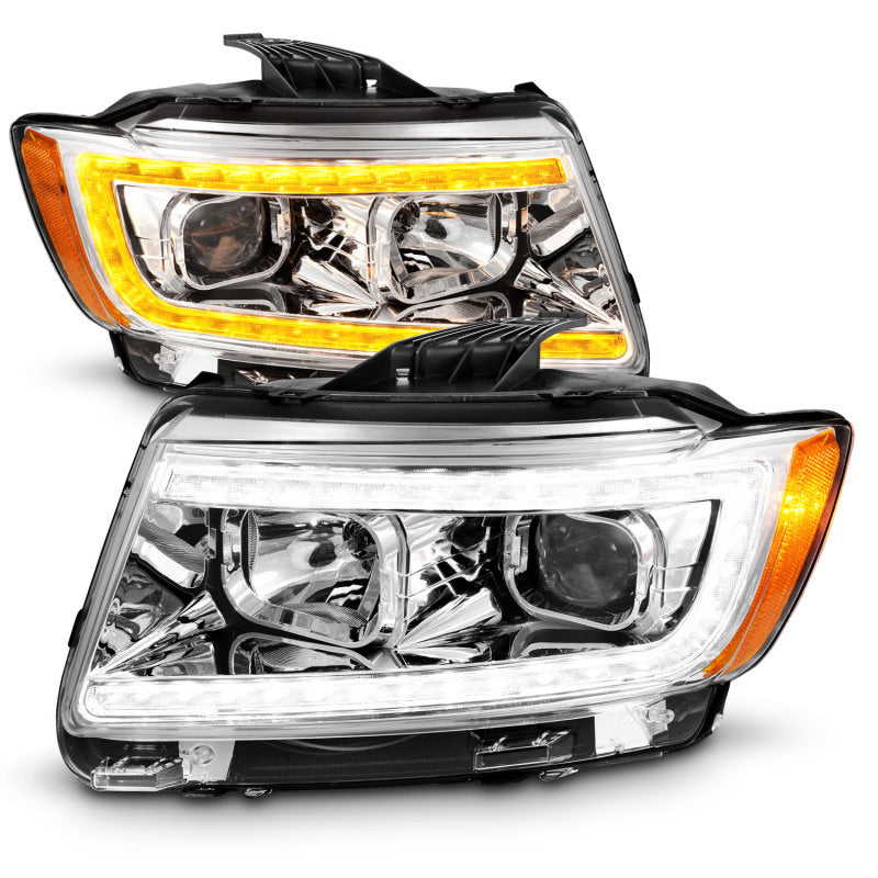 ANZO 11-13 Jeep Grand Cherokee (Factory Halogen Only) Projector Headlights w/Light Bar Swchbk Chrome Headlights ANZO