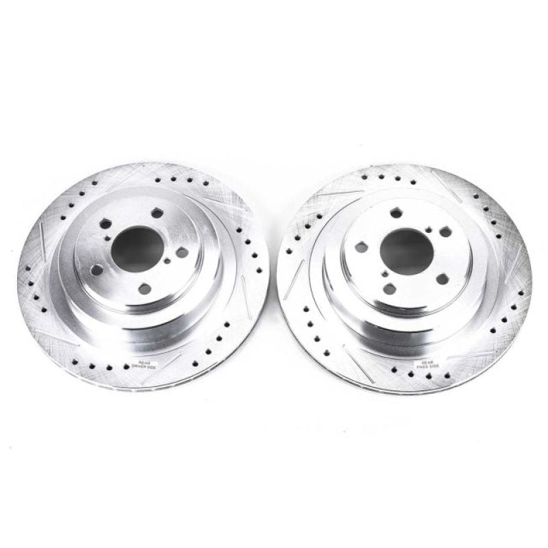 Power Stop 06-07 Subaru Impreza Rear Evolution Drilled & Slotted Rotors - Pair Brake Rotors - Slot & Drilled PowerStop