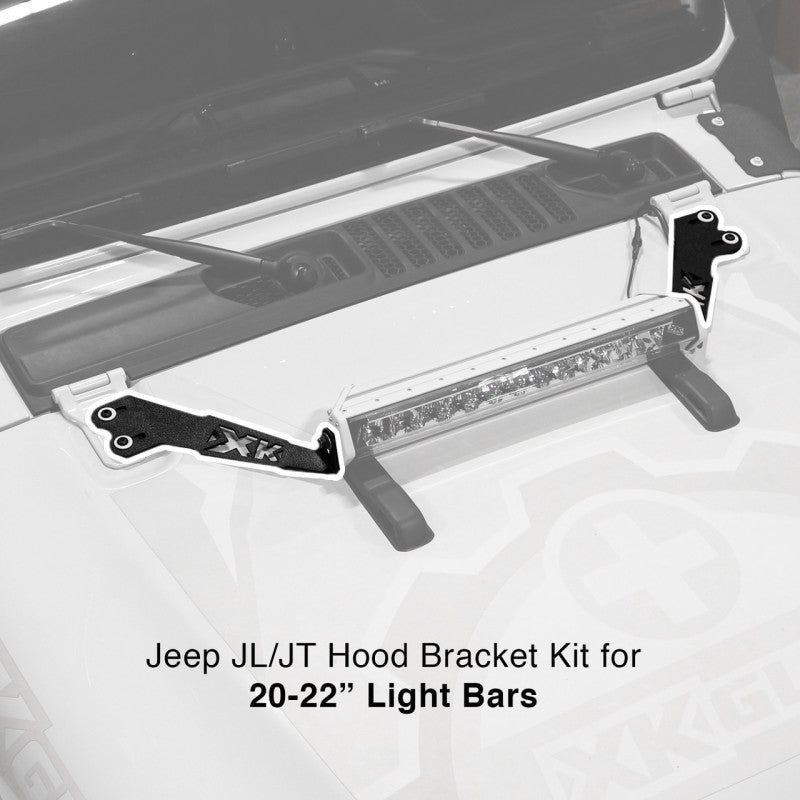XK Glow Jeep JL JT Hood Light Bar Bracket Kit 20In Brackets XKGLOW