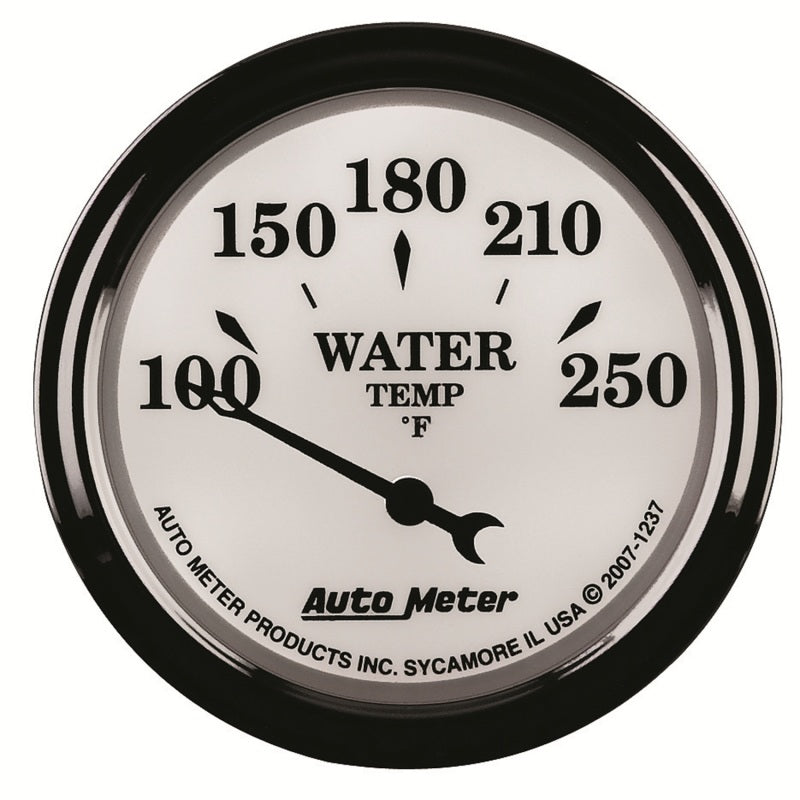AutoMeter Gauge Water Temp 2-1/16in. 250 Deg. F Elec Old Tyme White II Gauges AutoMeter