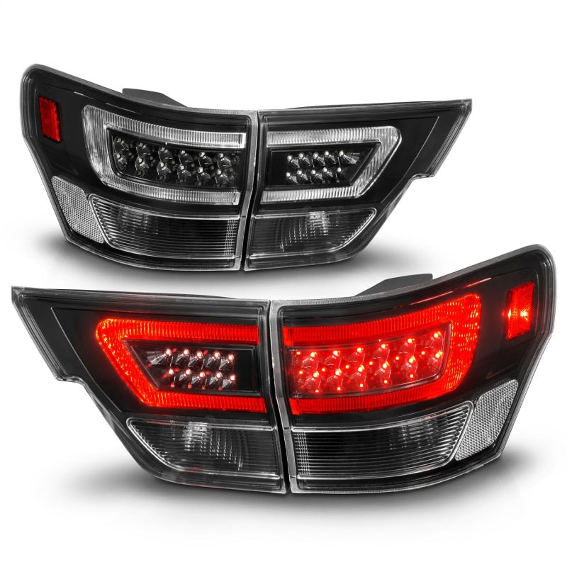 ANZO 11-13 Jeep Grand Cherokee LED Taillights w/ Lightbar Black Housing/Clear Lens 4pcs Tail Lights ANZO