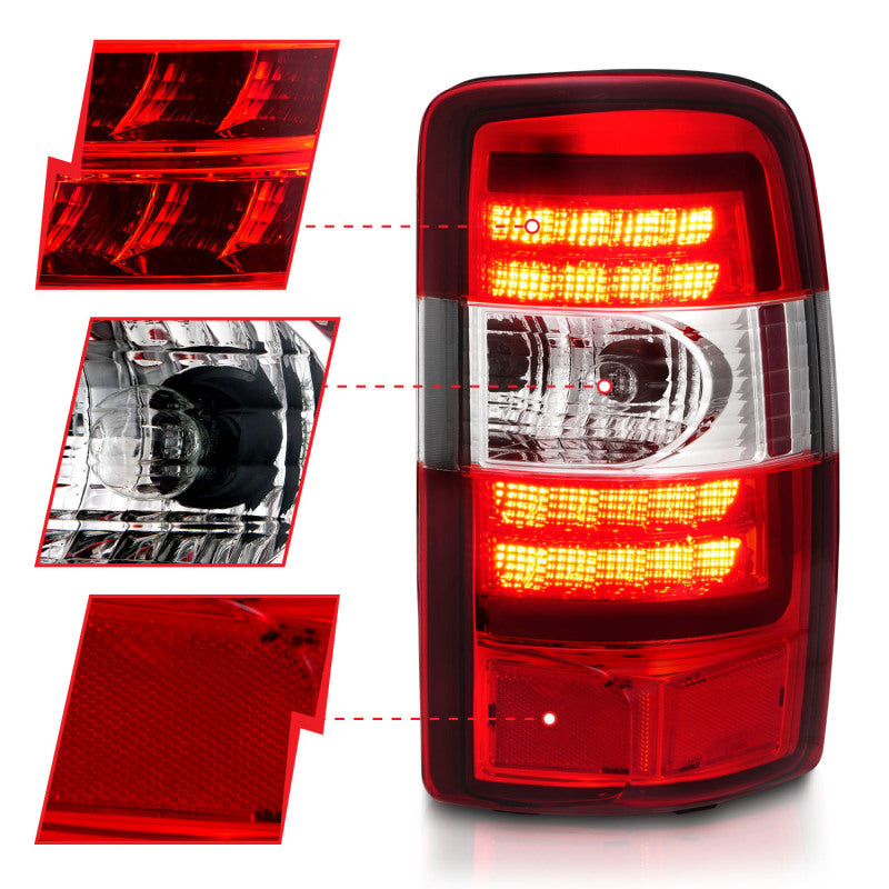 ANZO 2000-2006 Chevrolet Tahoe LED Tail Lights w/ Red Lens Chrome Housing Tail Lights ANZO