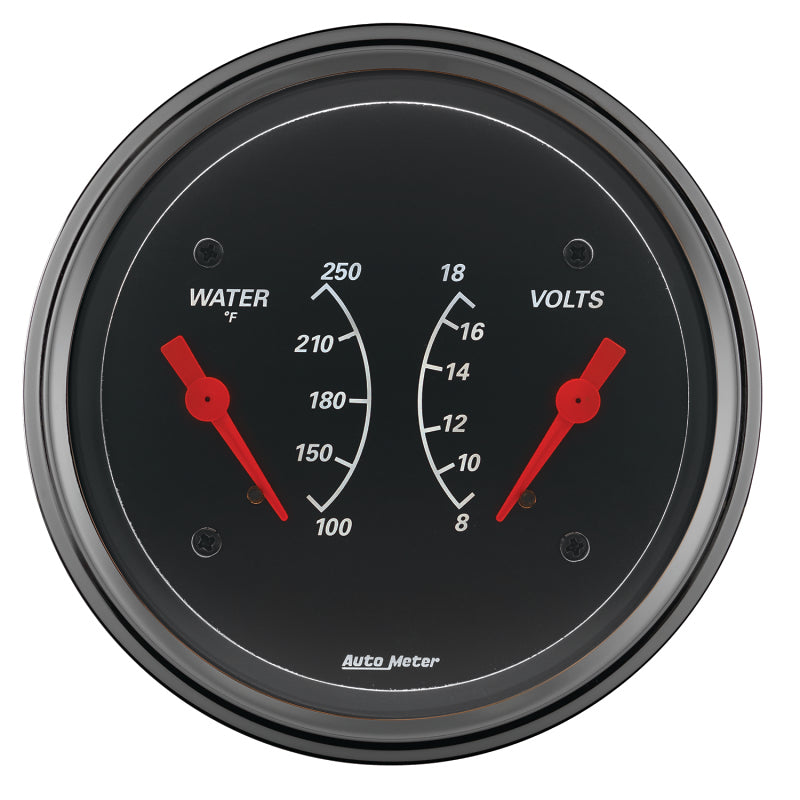 AutoMeter Gauge Dual Wtmp & Volt 3-3/8in. 250 Deg. F & 18V Elec Designer Black Gauges AutoMeter