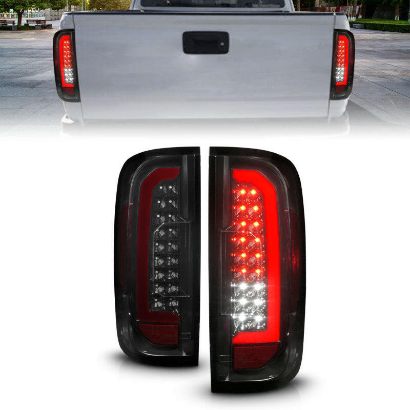 ANZO 15-21 Chevrolet Colorado Full LED Tail Lights w/ Red Lightbar Black Housing Smoke Lens Tail Lights ANZO