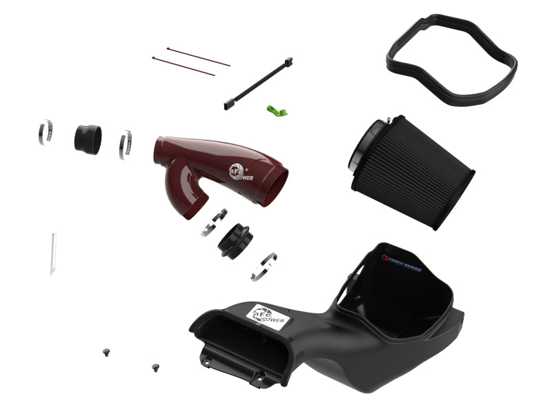 aFe 17-24 Ford F-150 Track Series Red Kevlar Carbon Fiber C/A Intake System w/Black Pro 5R Filter Cold Air Intakes aFe