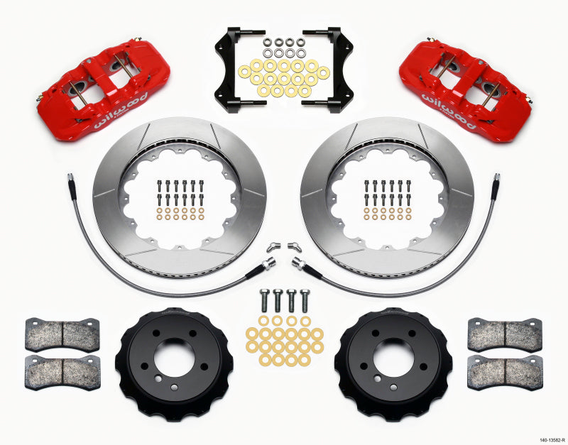 Wilwood AERO6 Front Hat Kit 14.00 Red 2007-2011 BMW E90 Series w/Lines Big Brake Kits Wilwood