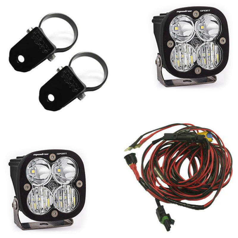 Baja Designs Squadron Sport Polaris A-Pillar LED Light Pods w/ 2.0in Harness/Mounts Kit Light Mounts Baja Designs