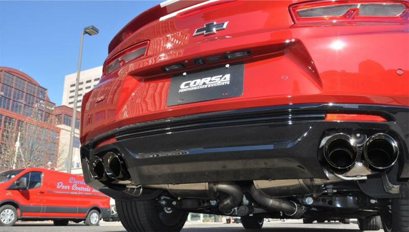 Corsa 2016-24 Chevy Camaro SS 6.2L Xtreme+ 2.75in Cat-Back Dual Rear Exit w/ Twin 4in Black PVD Tips Catback CORSA Performance