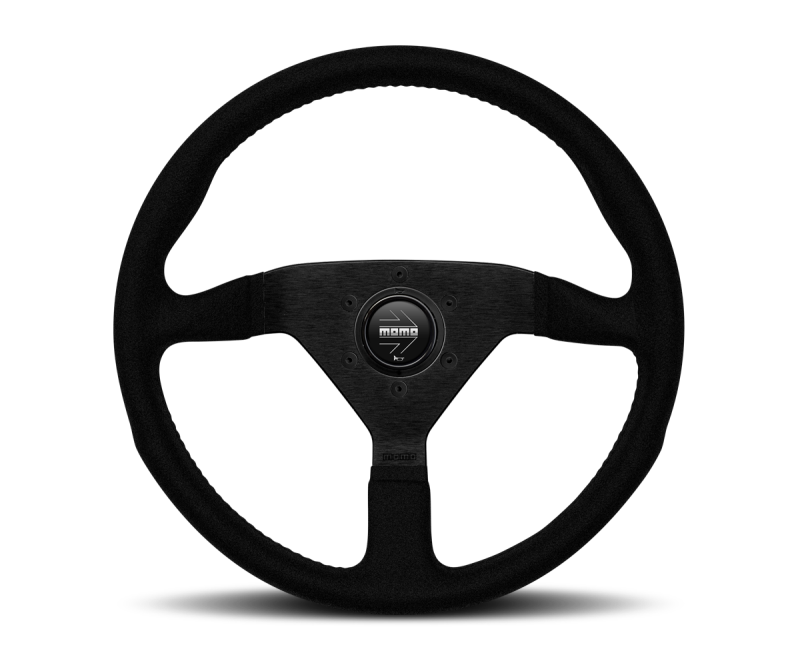 Momo Montecarlo Alcantara Steering Wheel 320 mm - Black/Black Stitch/Black Spokes Steering Wheels MOMO