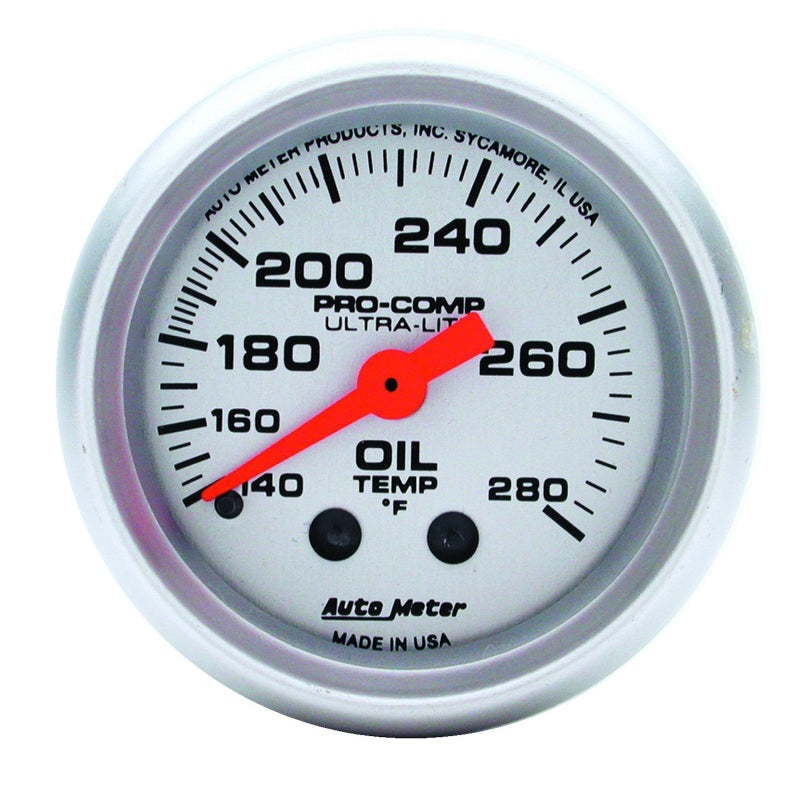 Autometer Ultra-Lite 52mm 140-280 Deg F Mechanical Oil Temp Gauge Gauges AutoMeter