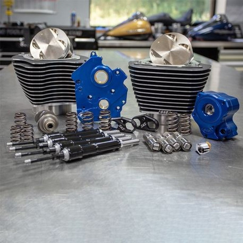 S&S Cycle 2017+ M8 124in CI Oil Cooled Power Pack w/ Black Pushrod Tubes w/ Highlight Piston Sets - Powersports S&S Cycle