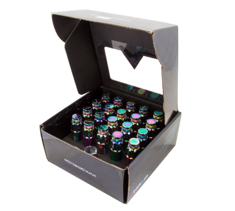 NRG 700 Series M12 X 1.25 Steel Lug Nut w/Dust Cap Cover Set 21 Pc w/Locks & Lock Socket - Neochrome Lug Nuts NRG