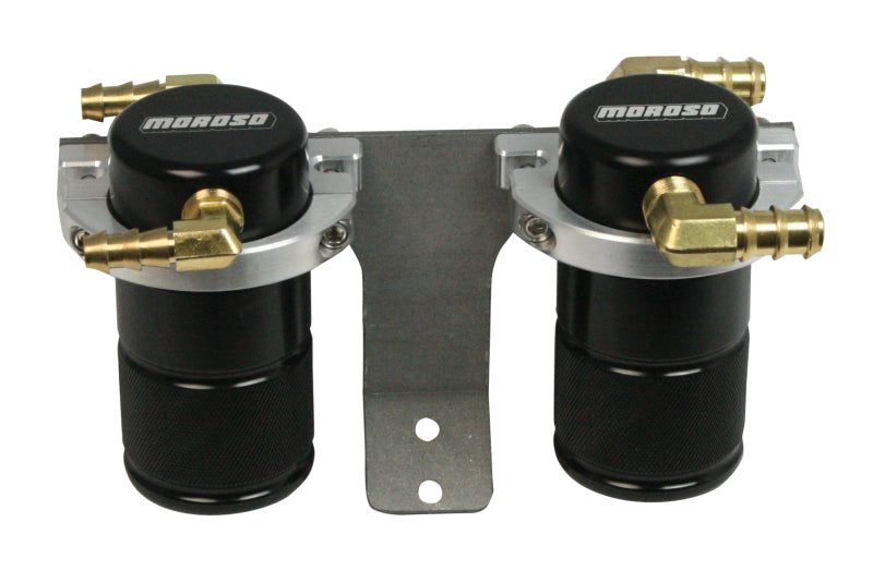 Moroso 04-07 Subaru STi (w/Front Mount Intercooler) Air/Oil Separator Catch Can - Billet Alum -Black Oil Catch Cans Moroso