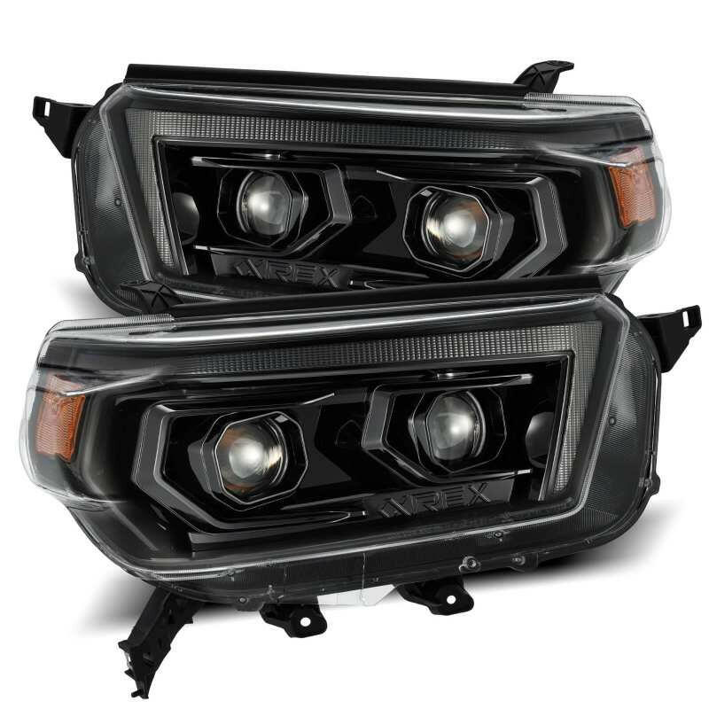 AlphaRex 10-13 Toyota 4Runner PRO-Series Proj Headlights Plank Style Alpha Blk w/Seq Signal/DRL Headlights AlphaRex