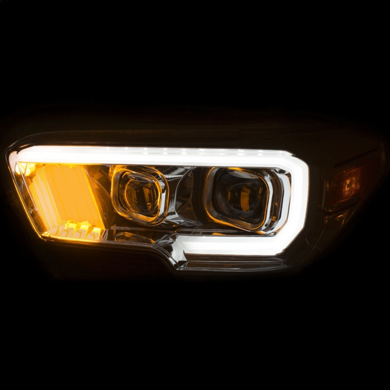 ANZO 2016-2017 Toyota Tacoma Projector Headlights w/ Plank Style Design Chrome w/ Amber Headlights ANZO