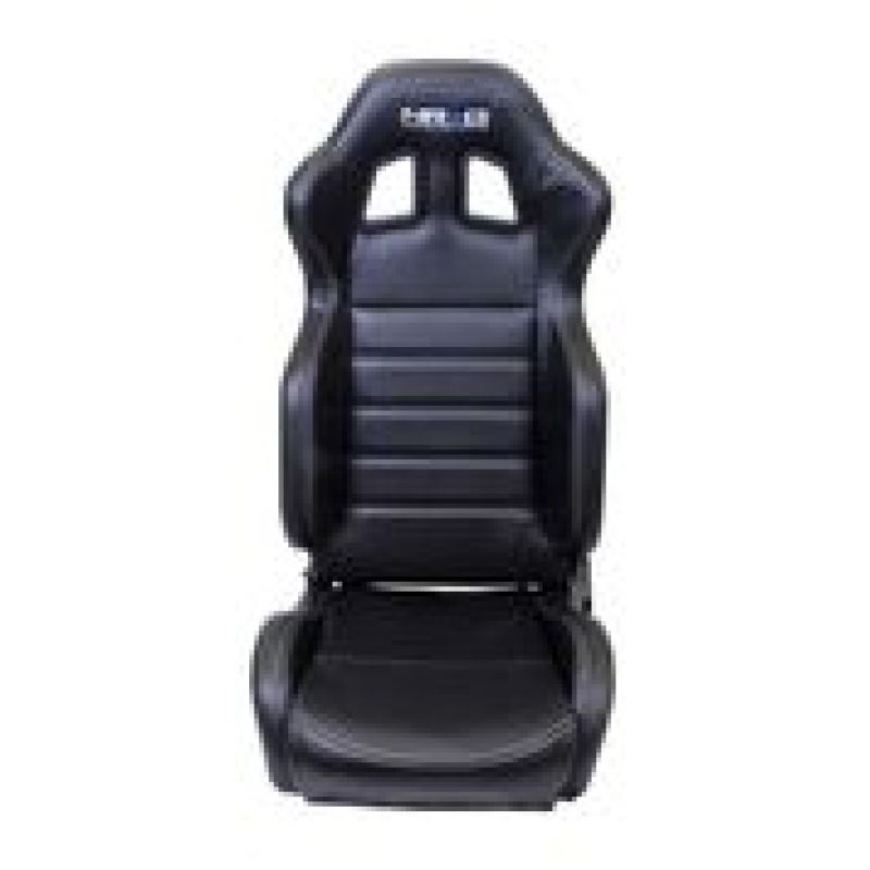 NRG Reclinable Sport Seats (Pair) PVC Leather w/NRG Logo - Black w/White Stitching Reclineable Seats NRG