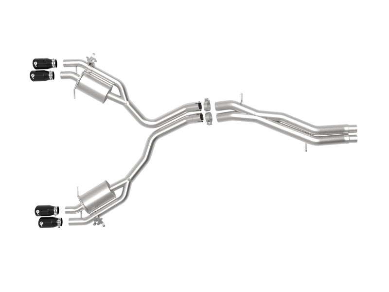 aFe 18-20 Audi RS5 Coupe MACH Force-Xp 3in to 2.5in 304 SS Axle-Back Exhaust System (Quad Black Tip) Tips aFe