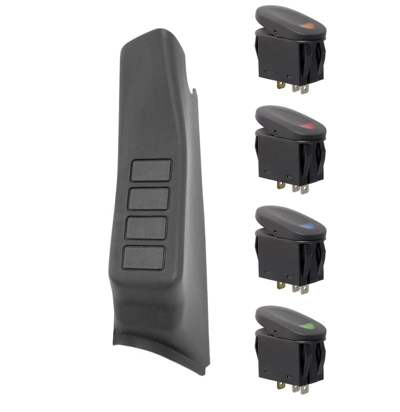 Rugged Ridge A-Pillar 4 Switch Pod Kit Black LHD 11-18 JK Dash & Interior Trim Rugged Ridge