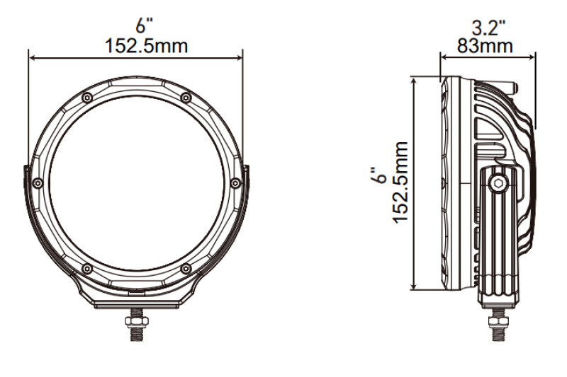 Go Rhino Xplor Bright Series Round LED Driving Light Kit w/DRL (Surface Mount) 6in - Blk (2 pc) Light Bars & Cubes Go Rhino