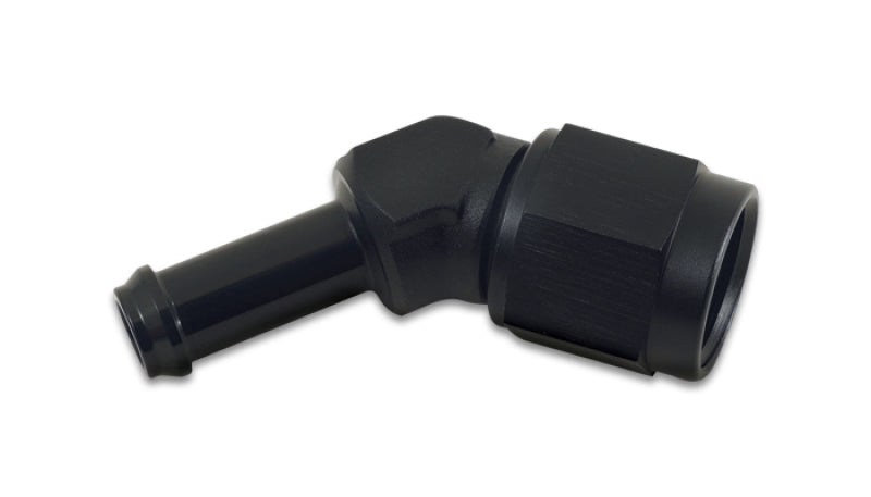 Vibrant -8AN to 1/2in Hose Barb 45 Degree Adapter - Anodized Black Fittings Vibrant