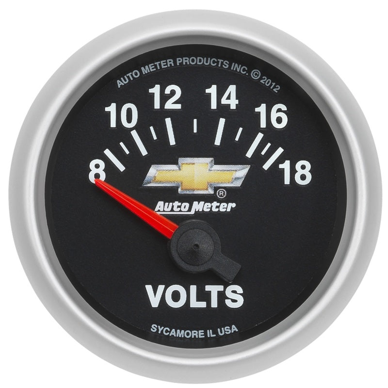AutoMeter Gauge Voltmeter 2-1/16in. 18V Electric Chevy Gold Bowtie Gauges AutoMeter