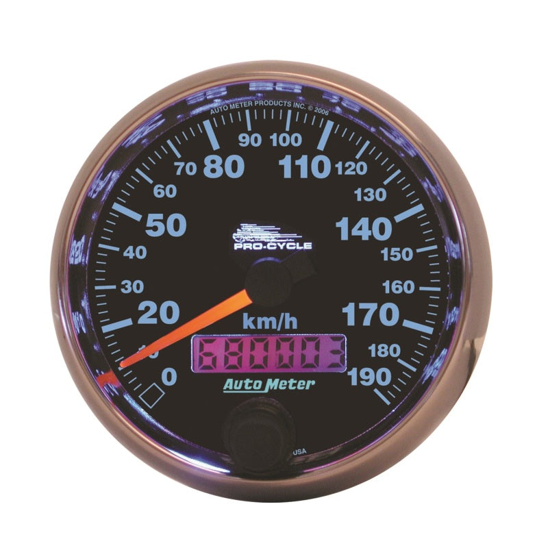 Autometer Pro-Cycle Gauge Speedo 2 5/8in 190 Kmh Elec Black Gauges AutoMeter