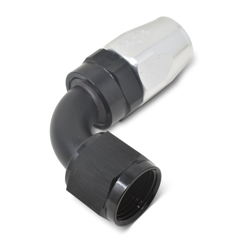 Russell Performance -10 AN Black/Silver 90 Degree Full Flow Hose End Fittings Russell