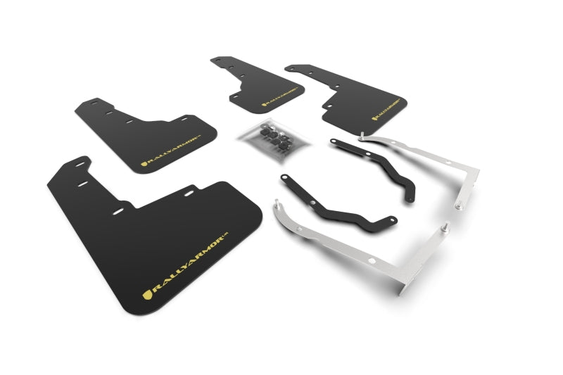 Rally Armor 18-23 Subaru Crosstrek Black UR Mud Flap w/Yellow Pearl Logo Mud Flaps Rally Armor