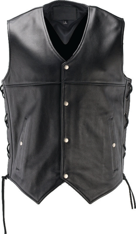 Kuryakyn Leather By River Road Old Skool Leather Vest Black - 4XL Vests Kuryakyn