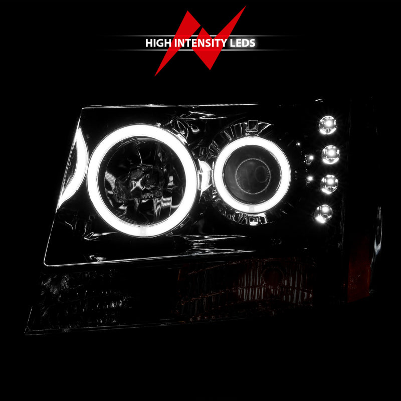 ANZO 2007-2013 Chevrolet Avalanche Projector Headlights w/ Halo Chrome Headlights ANZO