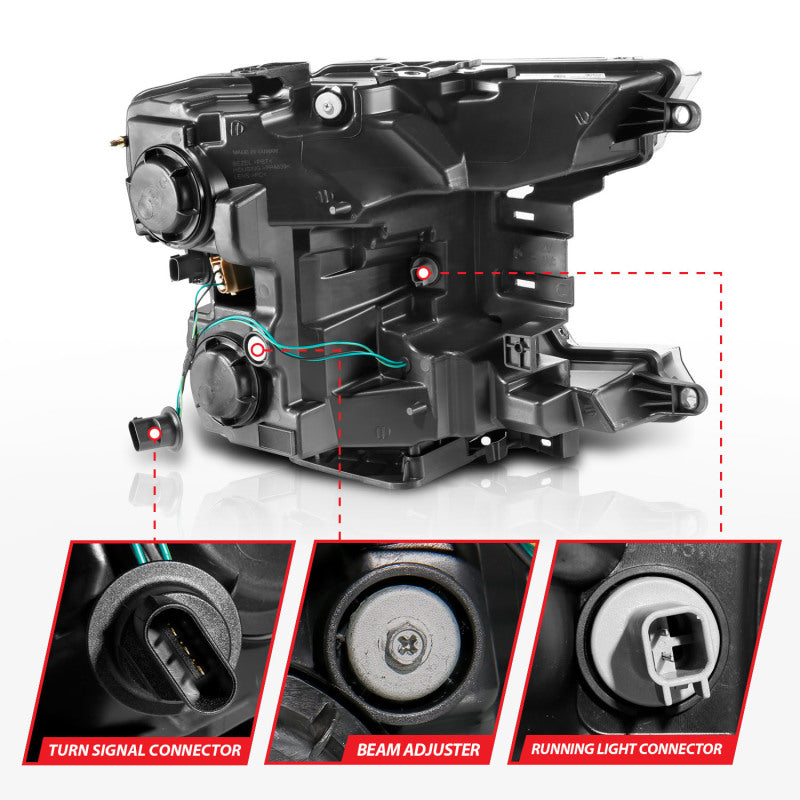 ANZO 18-20 Ford F-150 (w/o Fctry LED) Full LED Proj Headlights w/Light Bar Swtchbk Seq. Chrome w/Int Headlights ANZO