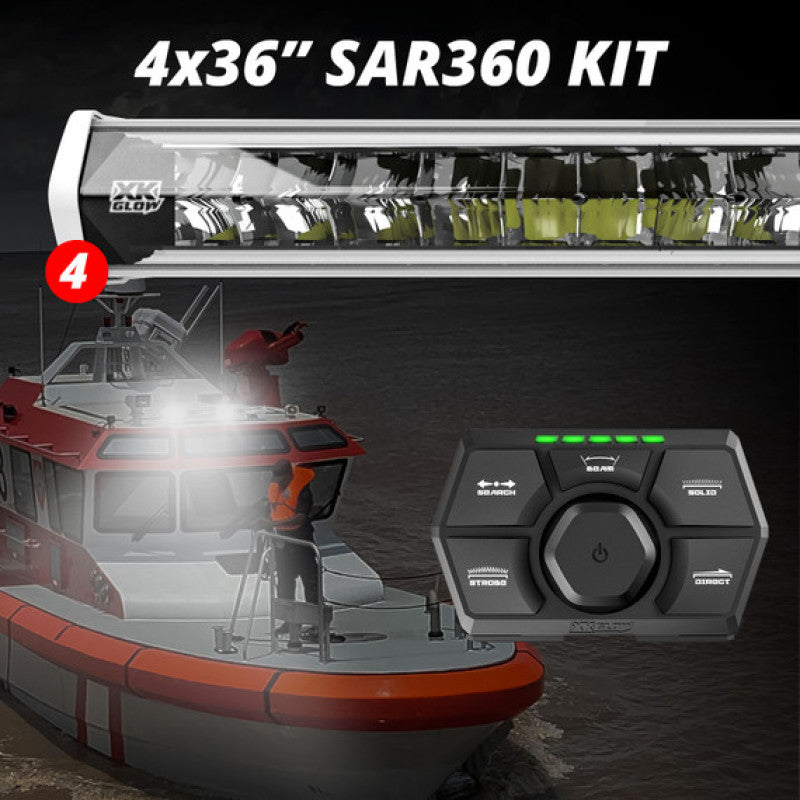 XK Glow SAR360 Light Bar Kit Emergency Search and Rescue Light System White (4) 36In Light Accessories and Wiring XKGLOW