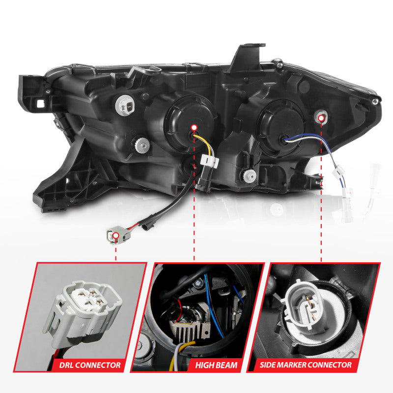 ANZO 16-22 Toyota Tacoma LED Projector Headlights w/ Light Bar Sequential Black Housing w/Initiation Headlights ANZO