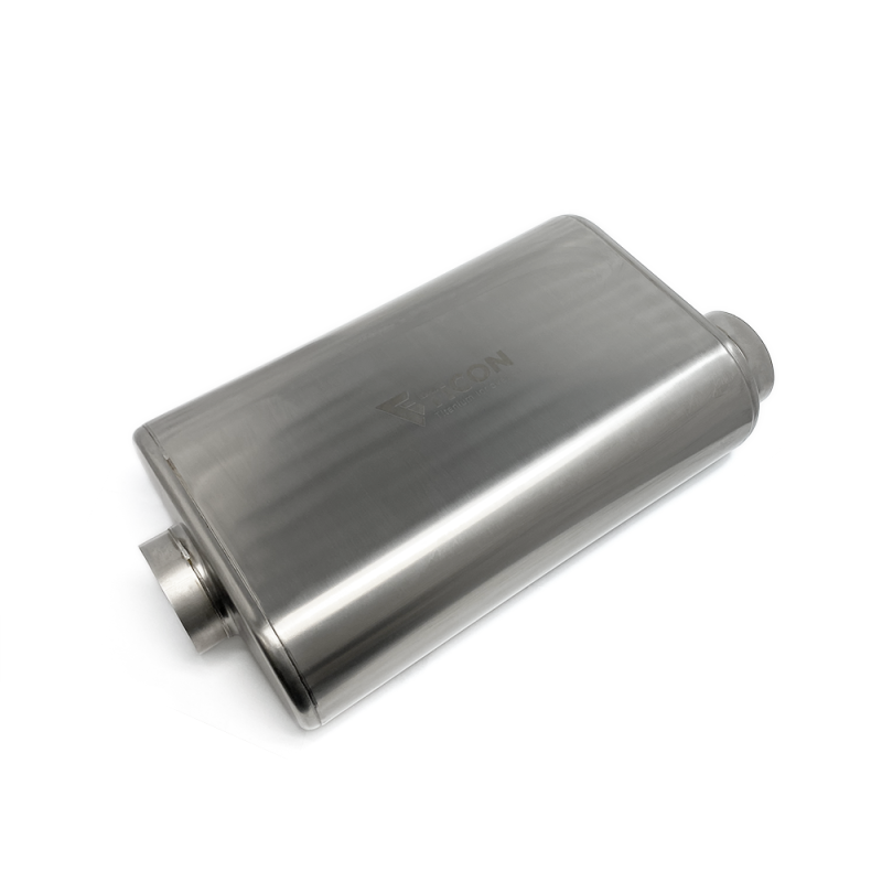 Ticon Industries 17in Overall Length 3in Thin Oval Titanium Muffler - 3in Center In/Offset Out Muffler Ticon