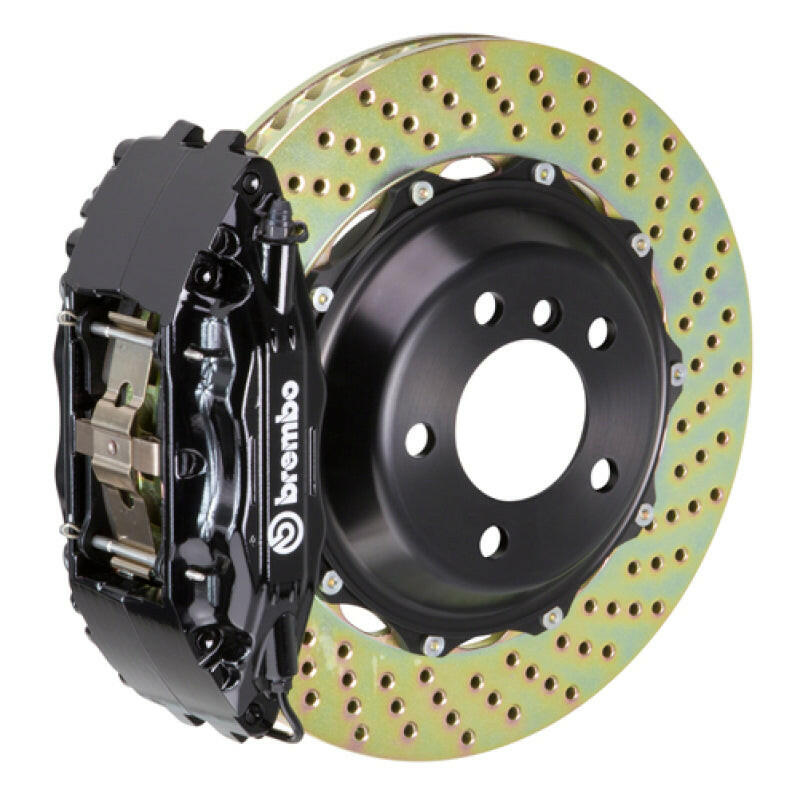 Brembo 96-01 A4/98-04 A6 2.8 Front GT BBK 4 Piston Cast 2pc 332x32 2pc Rotor Drilled-Black Brake Kits - Performance Slot Brembo