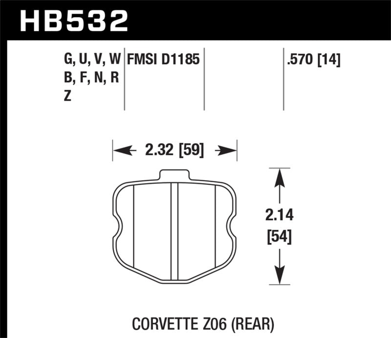 Hawk 06-10 Chevy Corvette (OEM Pad Design) Rear HP+ Street Brake Pads Brake Pads - Performance Hawk Performance
