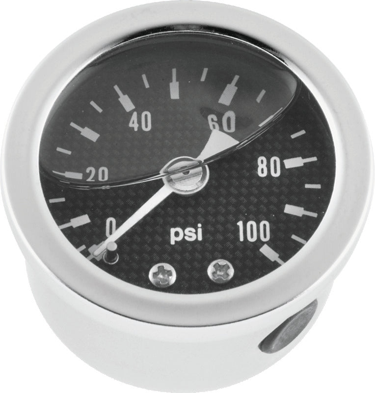 Bikers Choice 0-100 PSI Oil Pressure Gauge Carbon Face Stainless Bezel Liquid Filled Univ Custom Gauges Bikers Choice