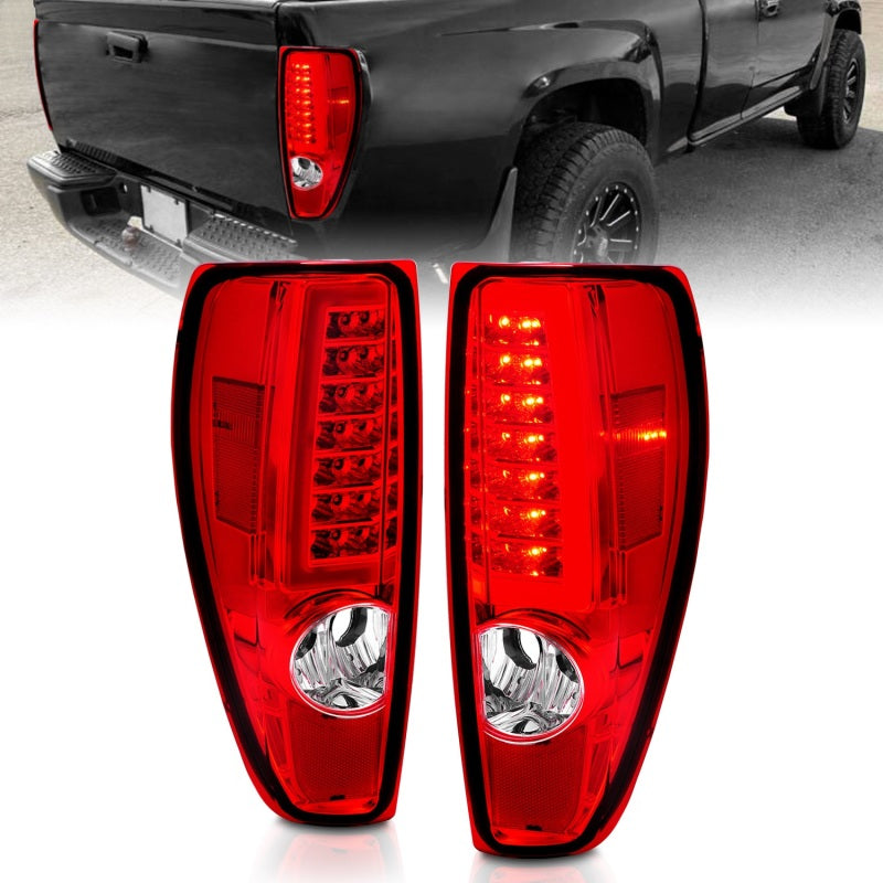 ANZO 2004-2012 Chevrolet Colorado/ GMC Canyon LED Tail Lights w/ Light Bar Chrome Housing Red/Clear Tail Lights ANZO