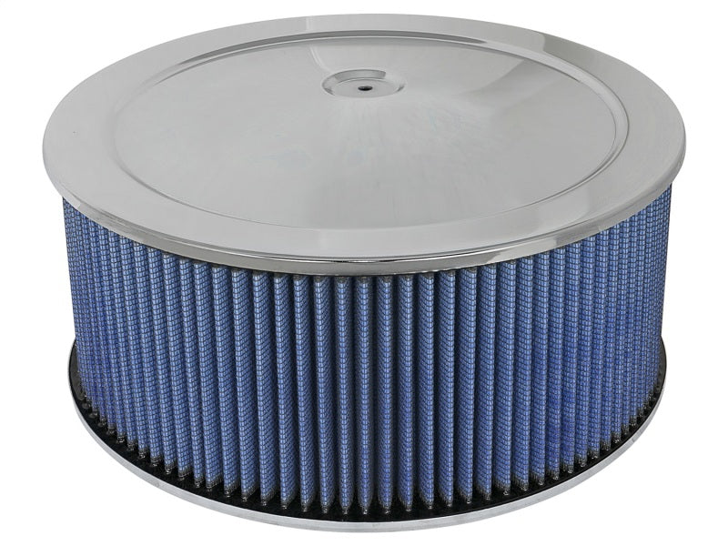 aFe MagnumFLOW Air Filters Round Racing P5R A/F Chrome Assy 14x6: Blk/Blue E/M Air Filters - Universal Fit aFe