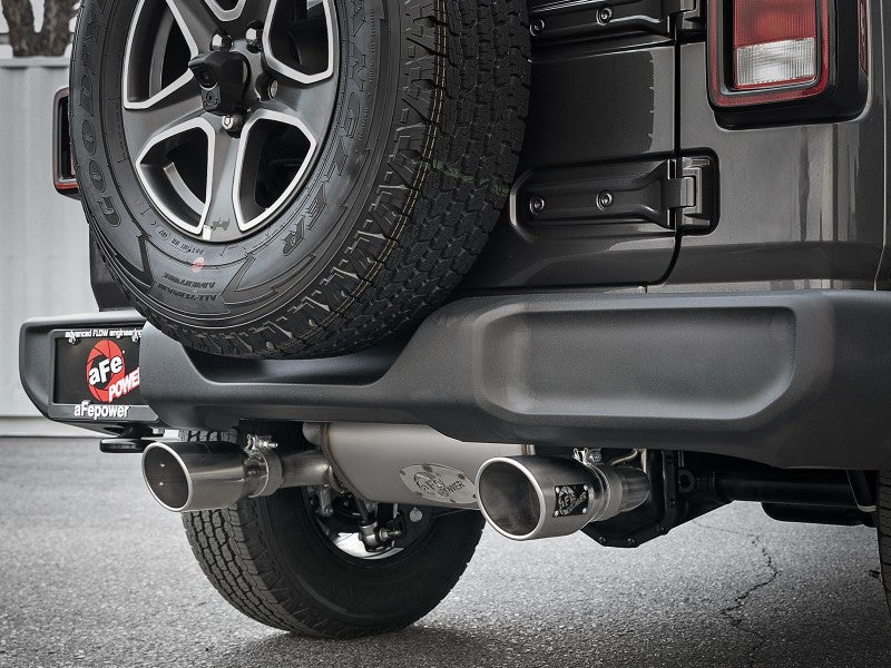 aFe Rebel Series 409 Stainless Steel Cat-Back Exhaust 18-21 Jeep Wrangler JL 2.0L (t) - Polished Tip Catback aFe