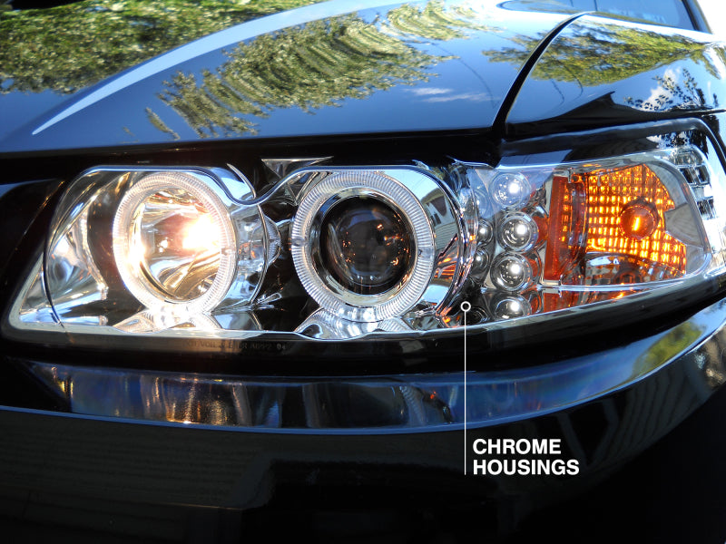 Raxiom 99-04 Ford Mustang Dual LED Halo Projector Headlights- Chrome Housing (Clear Lens) Headlights Raxiom