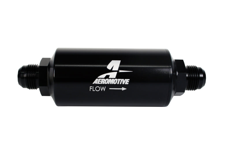Aeromotive In-Line Filter - (AN -10 Male) 10 Micron Fabric Element Bright Dip Black Finish Fuel Filters Aeromotive