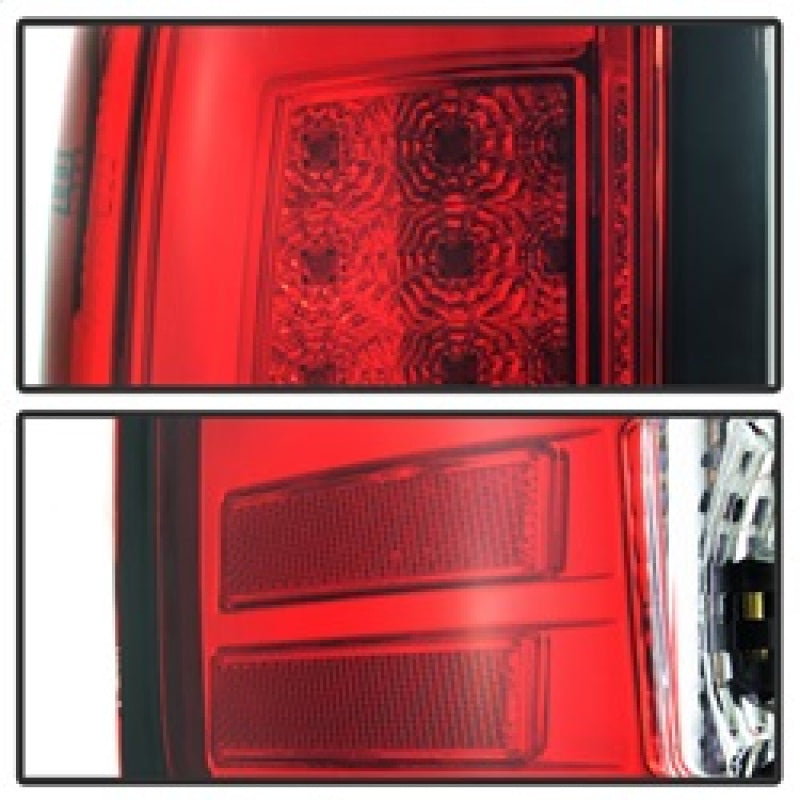 Spyder 07-13 GMC Sierra 1500 V2 Light Bar LED Tail Lights - Red Clear (ALT-YD-GS07V2-LBLED-RC) Tail Lights SPYDER